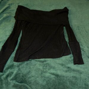 Free People Snow Bunny Soft Black Off The Shoulder Sweater Sz L